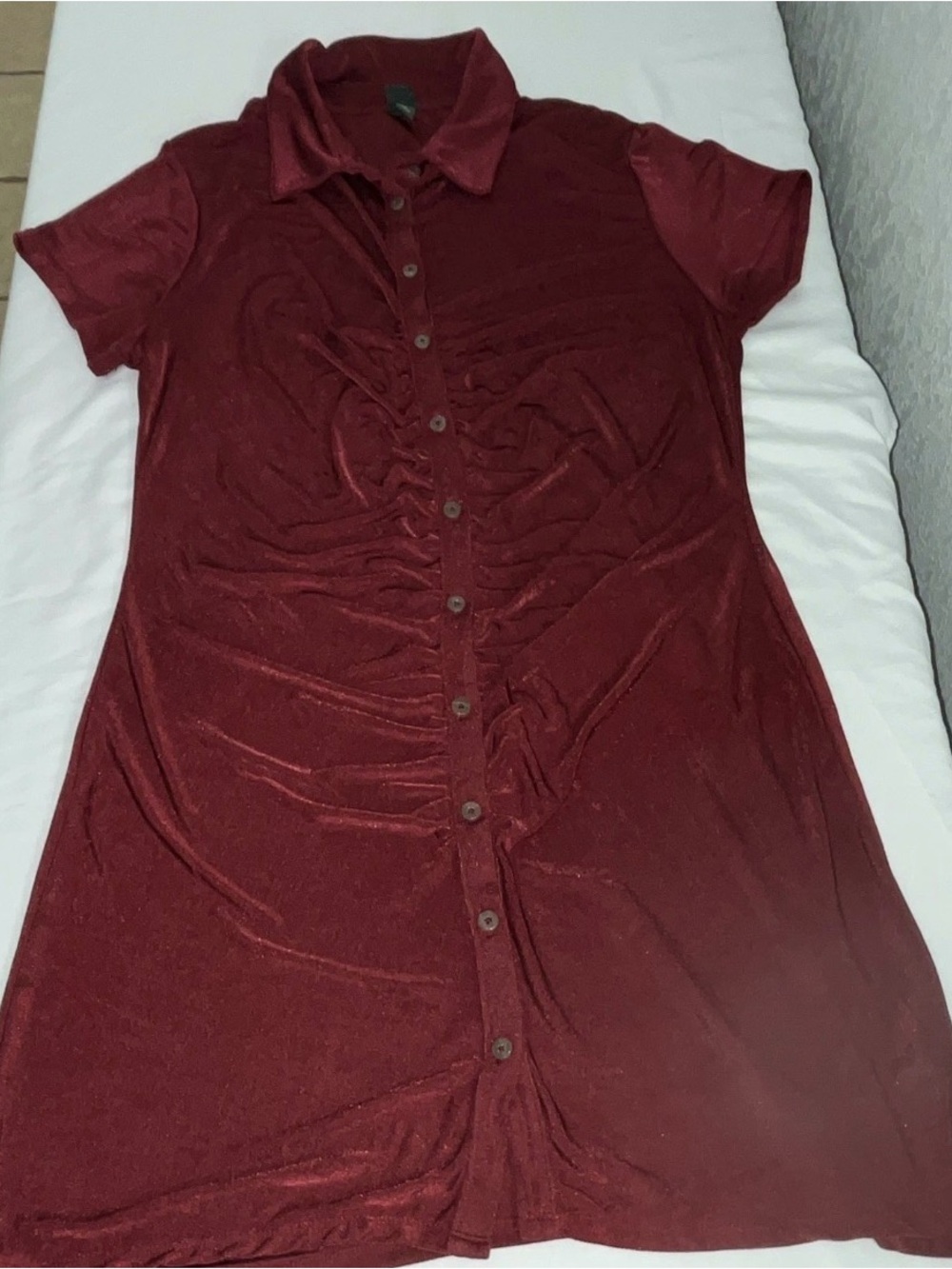 Wild fable XL Women’s Short-Sleeve Button Front Dress - Burgundy